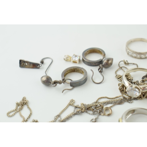 584 - Silver jewellery to include rings, earrings, chains and others, 42.5g.