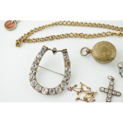 598 - Jewellery to include a silver plated belcher style albert chain, a fancy watch chain with firestone ... 