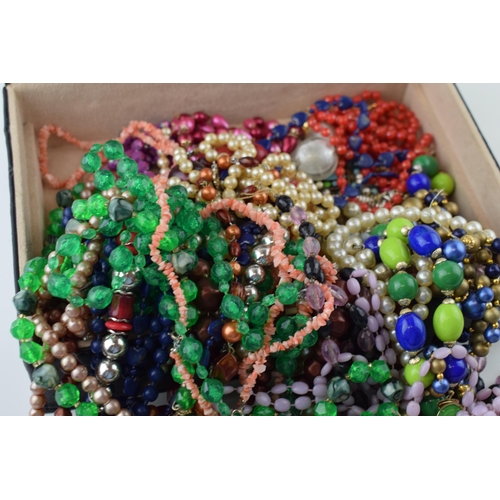 601 - A jewellery box of various beaded necklaces of varying styles, ages and lengths (Qty).