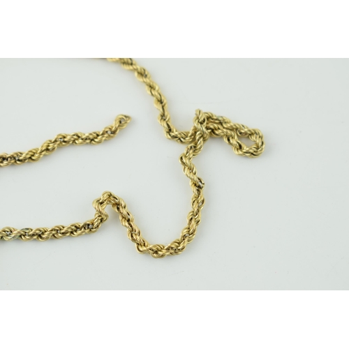 610 - A 9ct yellow gold rope chain a/f. Weight 4.7grams.