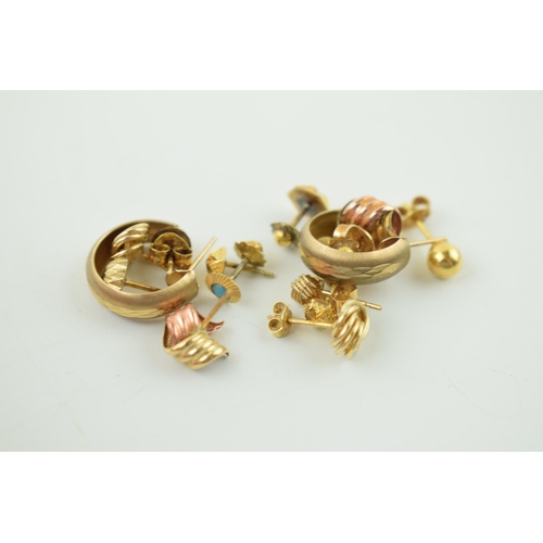 619 - A mixed collection of 9ct yellow gold earrings and studs. 5.5 grams.