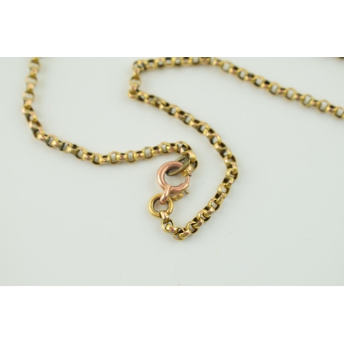 622 - 9ct gold belcher style chain, 3.5g, 38cm long, metal clasp.