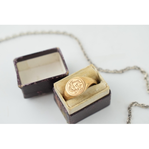 627 - An antique 9ct gold on silver signet ring in period jewellery box together with a hallmarked silver ... 