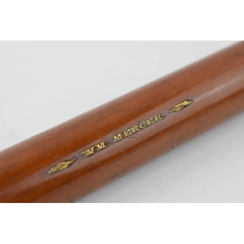 396 - Treen rolling pin cum pencil set, pencil to one end and rubber to the other, 'Wm Mercer', 32.5cm lon... 