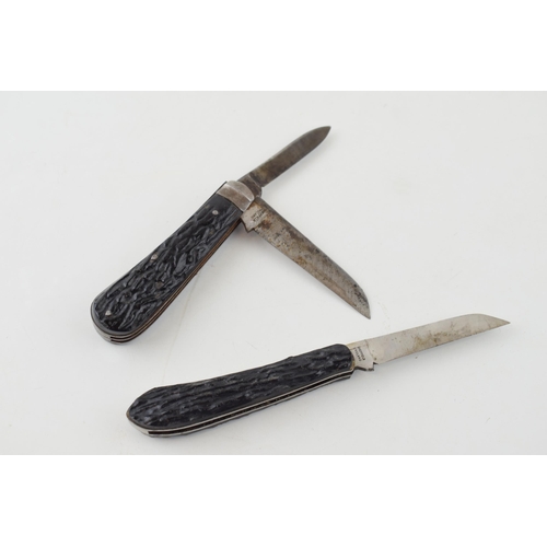 399 - A Joseph Roger lamb foot pocket knife with a similar Taylors example, both Sheffield made.