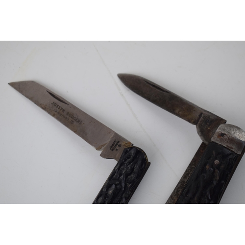 399 - A Joseph Roger lamb foot pocket knife with a similar Taylors example, both Sheffield made.