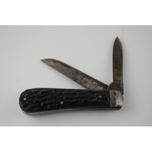 399 - A Joseph Roger lamb foot pocket knife with a similar Taylors example, both Sheffield made.