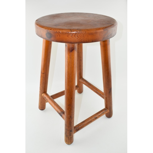 405 - 20th century pine four-legged stool, 51cm tall.