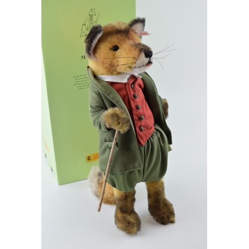 417 - Boxed Steiff Beatrix Potter Fox, Mr Tod, reddish brown mohair, wearing a Squire's outfit complete wi... 