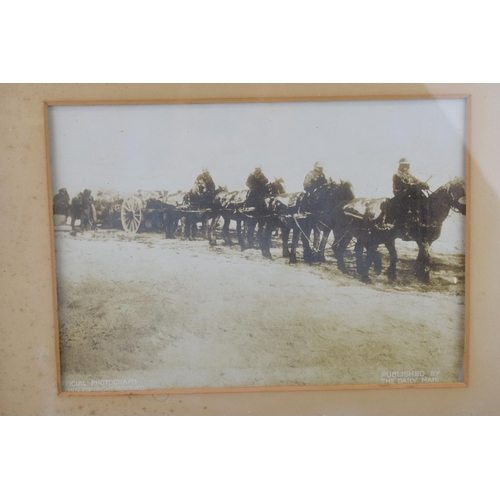 451 - Two Early c20th WW1 era Oak Framed Photographs of the Battle of the Somme 1916 official crown copyri... 