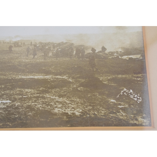 451 - Two Early c20th WW1 era Oak Framed Photographs of the Battle of the Somme 1916 official crown copyri... 