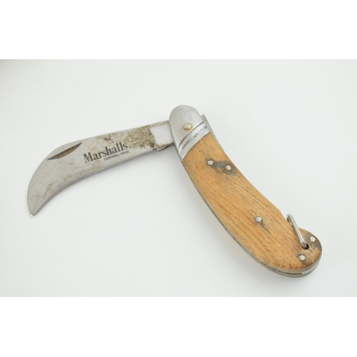 454 - WW2 era US Army M8 B.M. Co fighting knife with a Finnish skinning knife, wooden handle pocket prunin... 