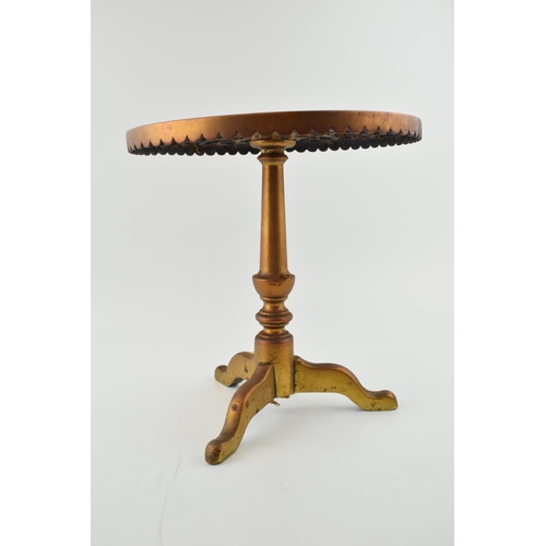 462 - Antique brass fireside trivet, similar to a tripod table, heavy, 27cm tall.