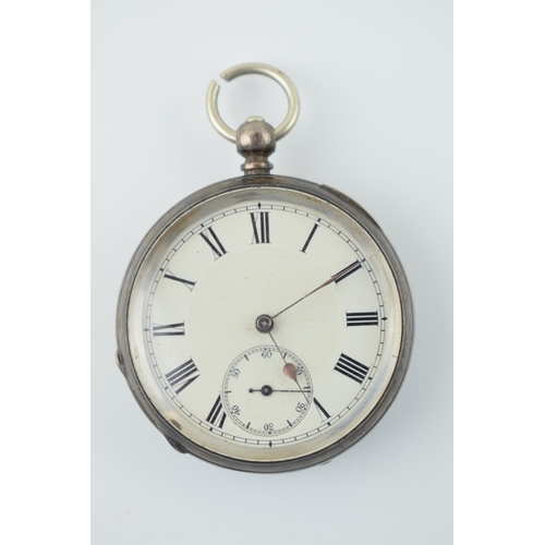 477 - A silver pocket watch Full Jewelled Lever Swiss movement no 48704, marked .935. Roman numerals with ... 