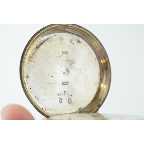 477 - A silver pocket watch Full Jewelled Lever Swiss movement no 48704, marked .935. Roman numerals with ... 