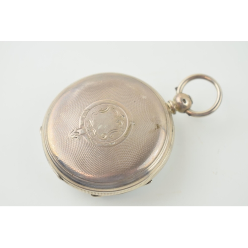 480 - Hallmarked silver pocket watch, '6955', London hallmark, key-wind, yellow coloured hands.