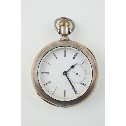 482 - Large silver pocket watch, bevel-edged glass, 61mm, non working.