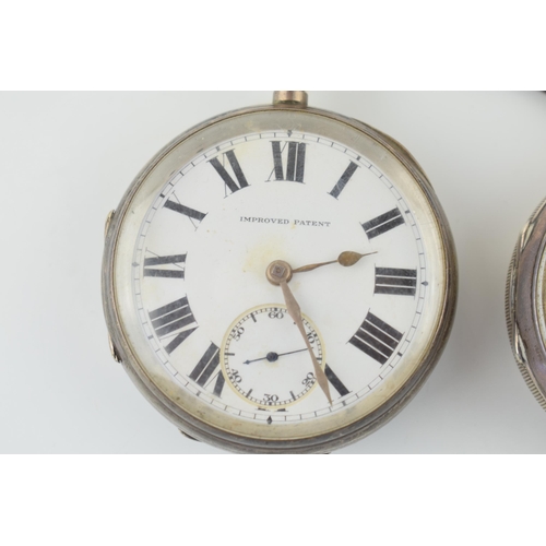 483 - Two hallmarked silver pocket watches, 'Improved Patent', Chester hallmark, with one similar, also Ch... 