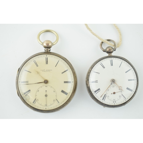 484 - Two hallmarked silver pocket watches, one 'Thomas Sisson Preston', both key-wind, 52mm widest (2).