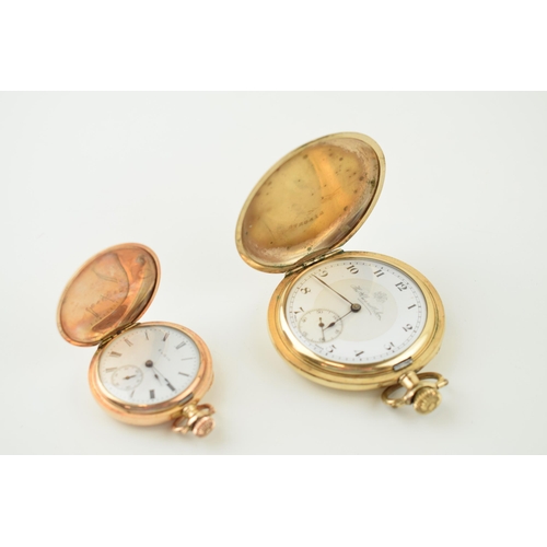 486 - Two gold plated pocket watches to include a 'Thos Russell & Son', 51mm, with an Elgin example, 34mm ... 