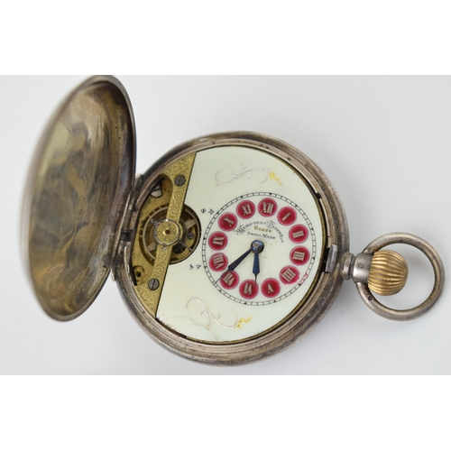 487 - Silver pocket watches to include a full hunter pocket watch, Herdomas Patent, enamel dial, with a 'C... 