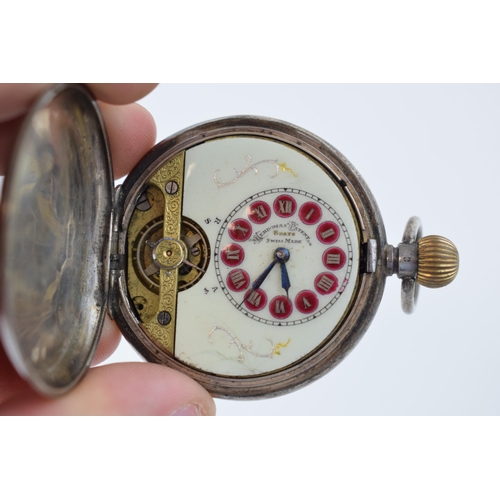 487 - Silver pocket watches to include a full hunter pocket watch, Herdomas Patent, enamel dial, with a 'C... 