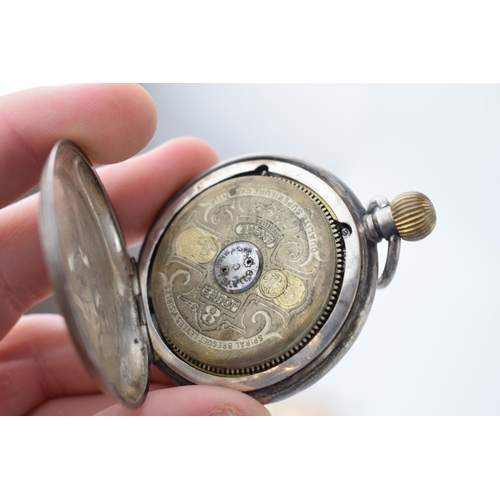 487 - Silver pocket watches to include a full hunter pocket watch, Herdomas Patent, enamel dial, with a 'C... 