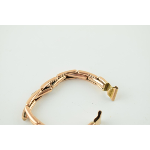 491 - A 9ct yellow gold ladies watch bracelet. Gross weight 7.8 grams.