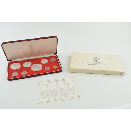 495 - Cased silver set of coins 'Commonwealth of the Bahama Islands Proof set' to include 72.8g of sterlin... 