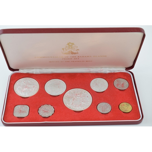 495 - Cased silver set of coins 'Commonwealth of the Bahama Islands Proof set' to include 72.8g of sterlin... 