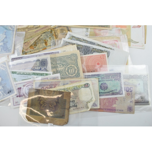 505 - A large and varied collection of world / foreign bank notes to include a UK £1 note, and other count... 