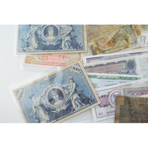 505 - A large and varied collection of world / foreign bank notes to include a UK £1 note, and other count... 