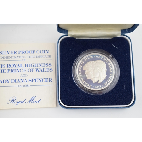 512 - Four Royal Mint Silver Proof Coins, commemorating the marriage of His Royal Highness The Prince of W... 