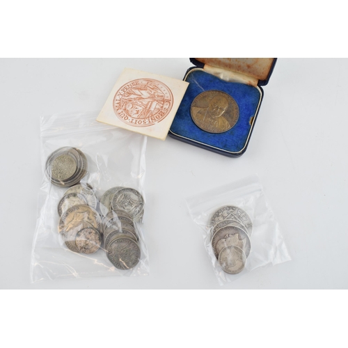 514 - A collection of silver coins to include pre-1920 coins of varying denominations, 51.7g, a sterling s... 