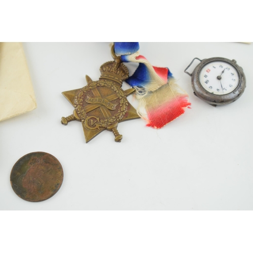 515 - A collection of items to include a World War One 1914-15 Star awarded to 52390 DVR H H Hollyoake R E... 