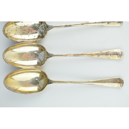 529 - Six silver table spoons, Sheffield 1932, 350.0g.