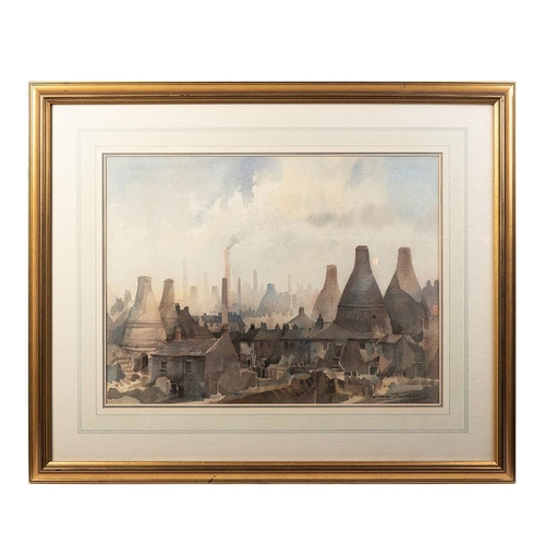 111 - Ivan Taylor (1946- ) An Original Sign ed Water Colour Painting Entitled 'Potteries Skyline, c1960 Th... 