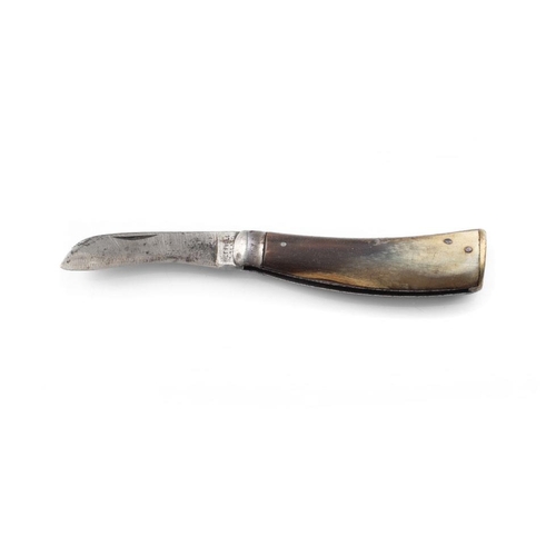 15 - Horn Handle Flat Cap Pruner or Pruning Pocket Knife, Sheffield Made, c1900