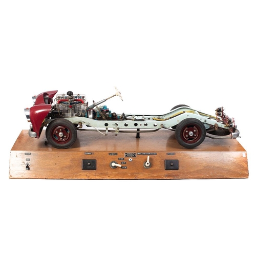 44 - A Holm large scale instructional working model car mounted on a wooden plinth. Manufactured by Holm ... 