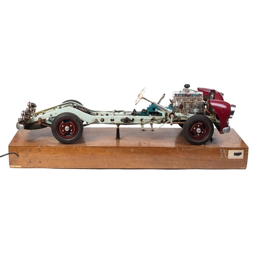 44 - A Holm large scale instructional working model car mounted on a wooden plinth. Manufactured by Holm ... 