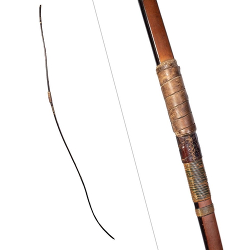 66 - c19th Japanese Samurai Yumi bow for Kyudo art archery constructed of lacquered bamboo embellished wi... 