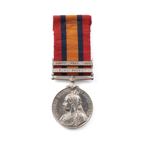 71 - Silver South Africa Medal with two bars. PTED. LAWRANCE YORKSHIRE REGT.