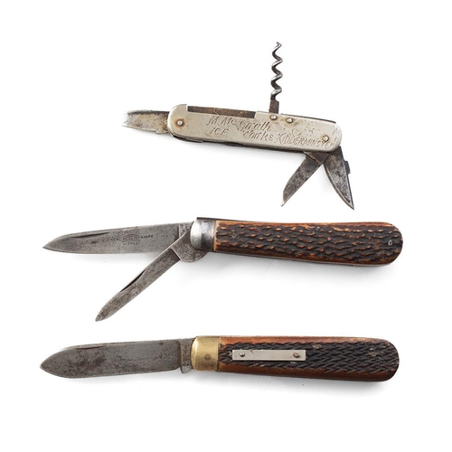 9 - Three Early c20th Sheffield Made Folding Pocket Knives to include R Moseley & Taylors Eye Witness Bo... 