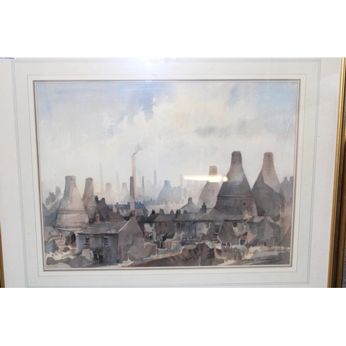 111 - Ivan Taylor (1946- ) An Original Sign ed Water Colour Painting Entitled 'Potteries Skyline, c1960 Th... 