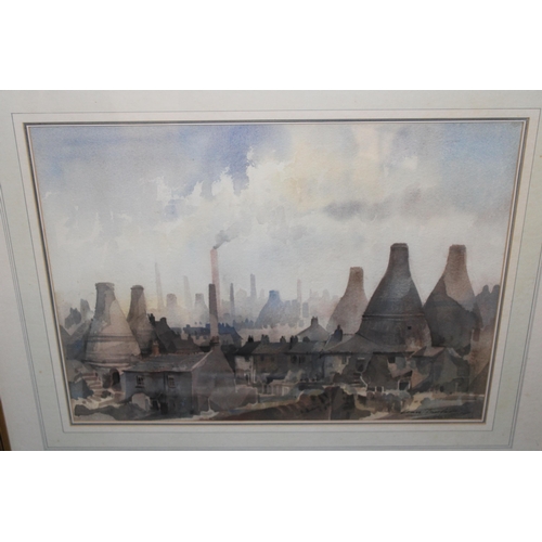 111 - Ivan Taylor (1946- ) An Original Sign ed Water Colour Painting Entitled 'Potteries Skyline, c1960 Th... 