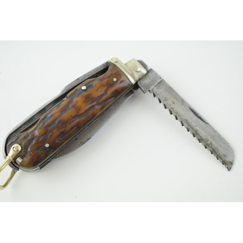 12 - A Good Late c19th Horseman's or Coachman's Sheffield Made Folding Pocket Knife with Stag Antler Bone... 