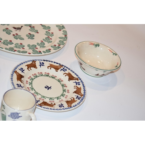 144 - Emma Bridgewater Pottery to include early in Blue Polyanthus to include a rabbit and carrot bowl, a ... 