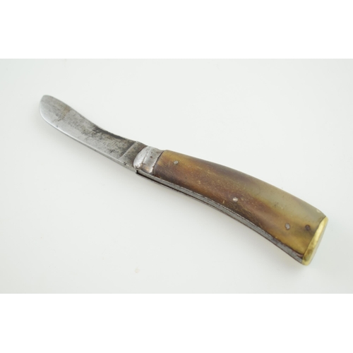 15 - Horn Handle Flat Cap Pruner or Pruning Pocket Knife, Sheffield Made, c1900