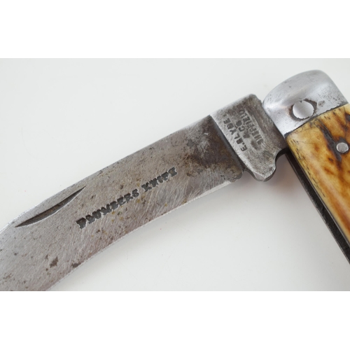 30 - An early c20th E. Blyde & Co Sheffield bone handle pruner folding pocket pruning knife, blade is ins... 