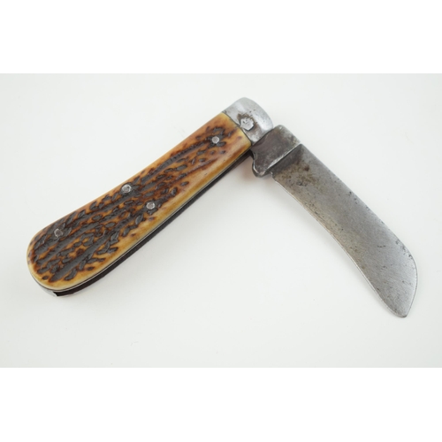 30 - An early c20th E. Blyde & Co Sheffield bone handle pruner folding pocket pruning knife, blade is ins... 